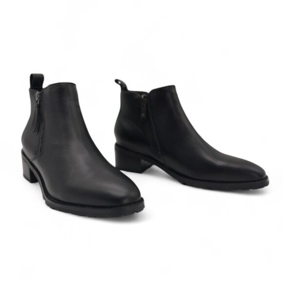 Blondo Waterproof Samara Women's Size 7.5 M Black Leather Block Heel Ankle Boots - Picture 4 of 13